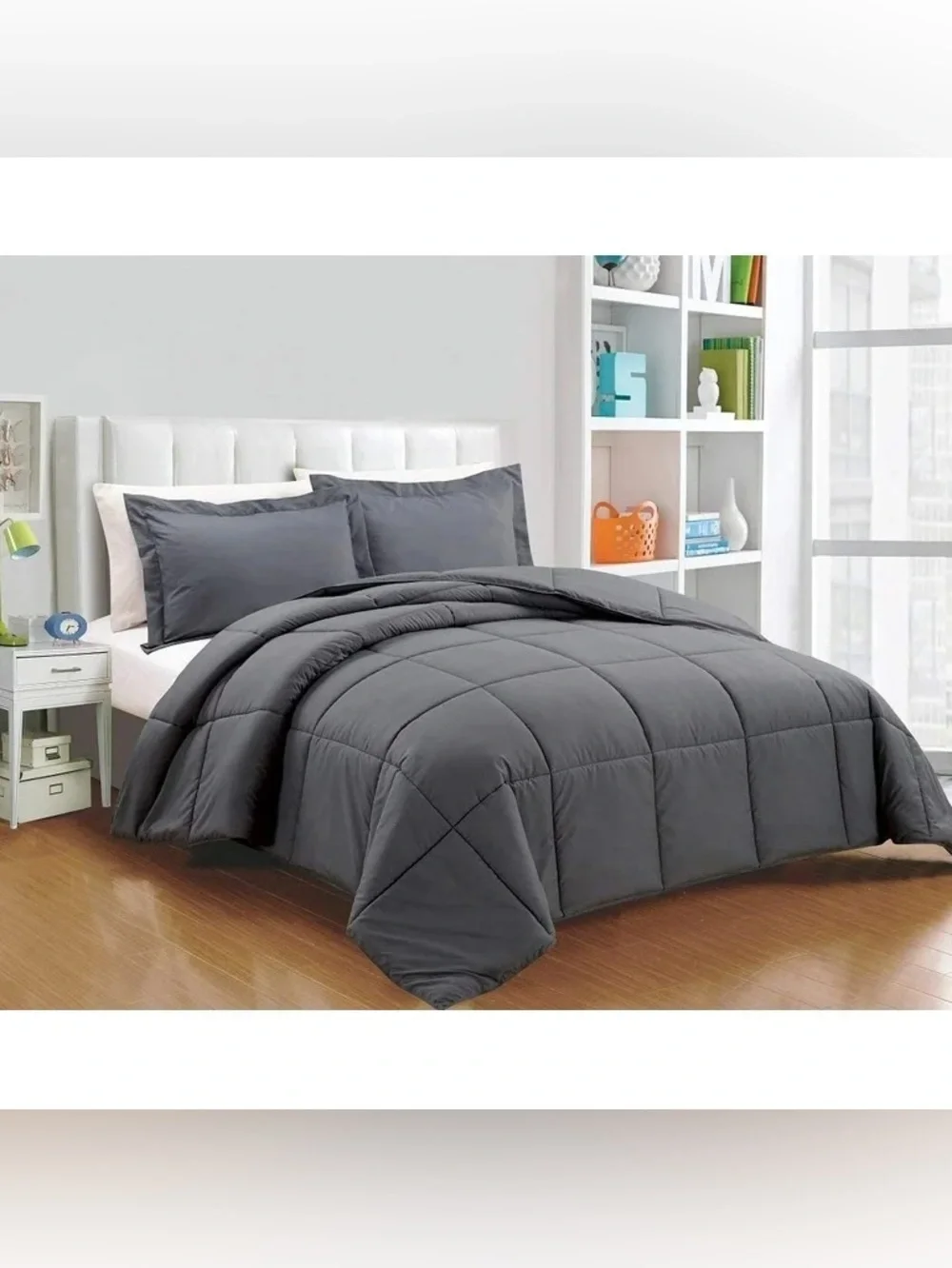 Gray oversized queen 3 piece Comforter Set